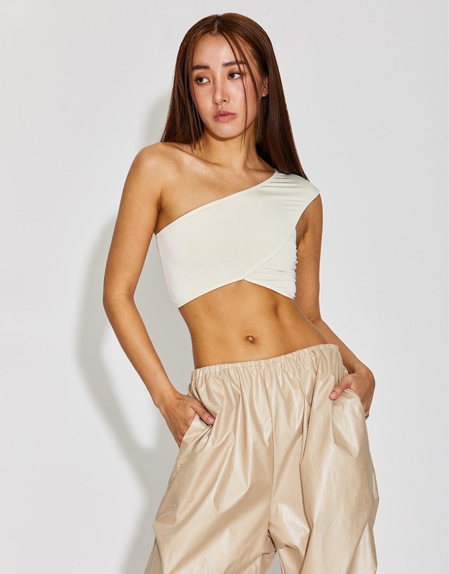 DOUBLE SKIN OVER LAY ONE SHOULDER TOP